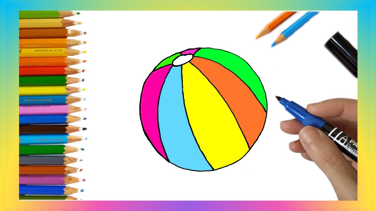 🏖⚾COMO DIBUJAR UNA PELOTA DE PLAYA FACIL PASO A PASO