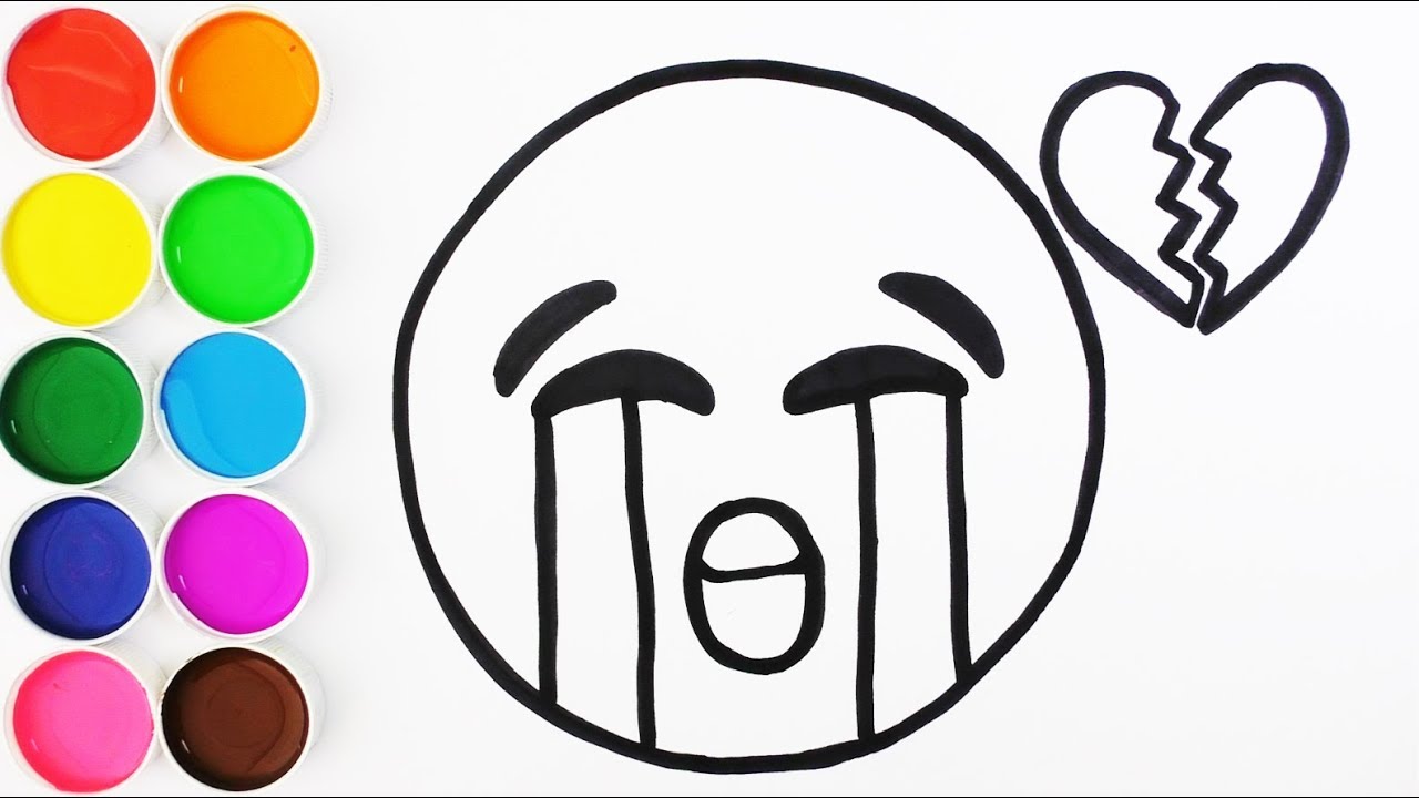 Como Dibujar y Colorear Un Emoji Llorando - Dibujos Para Niños y Bebes - Learn Colors / FunKeep