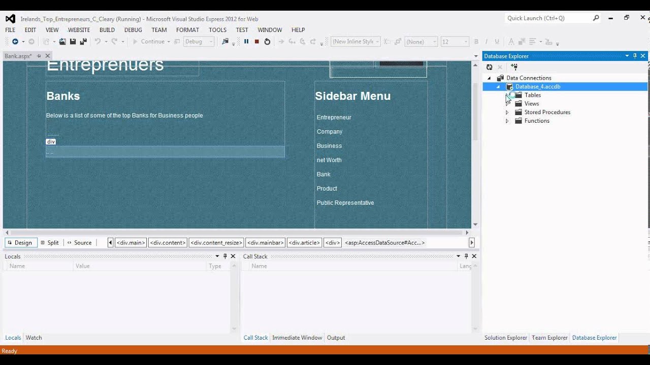 Connecting an asp website to a MS Access Database.