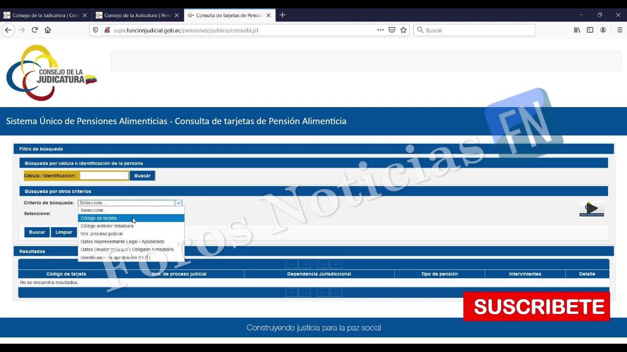 Consulta  de pensiones alimenticias SUPA