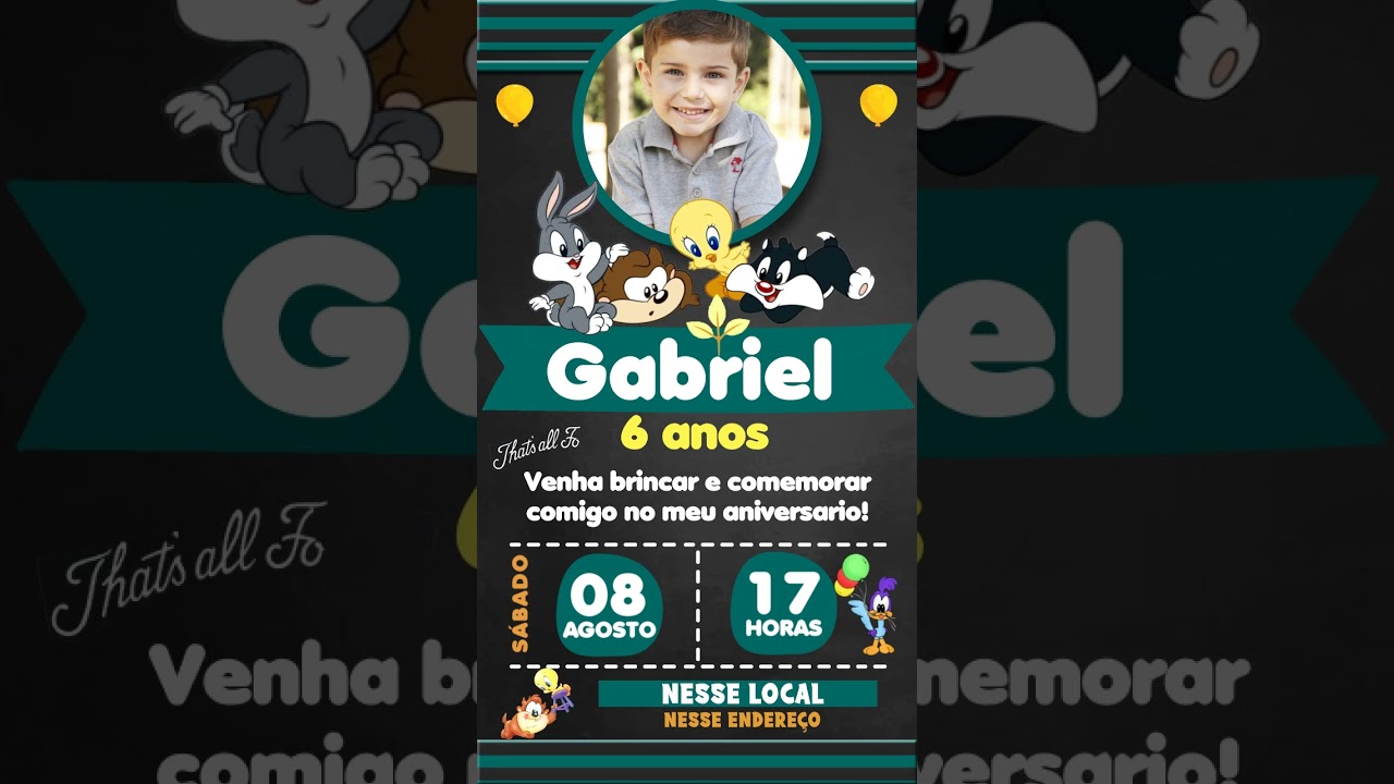 Convite Animado Looney Tunes Baby