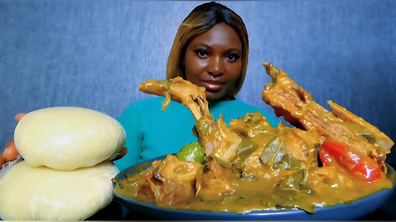 Cook and Eat With Me delicious Oha soup with plantain fufu/ Asmr mukbang