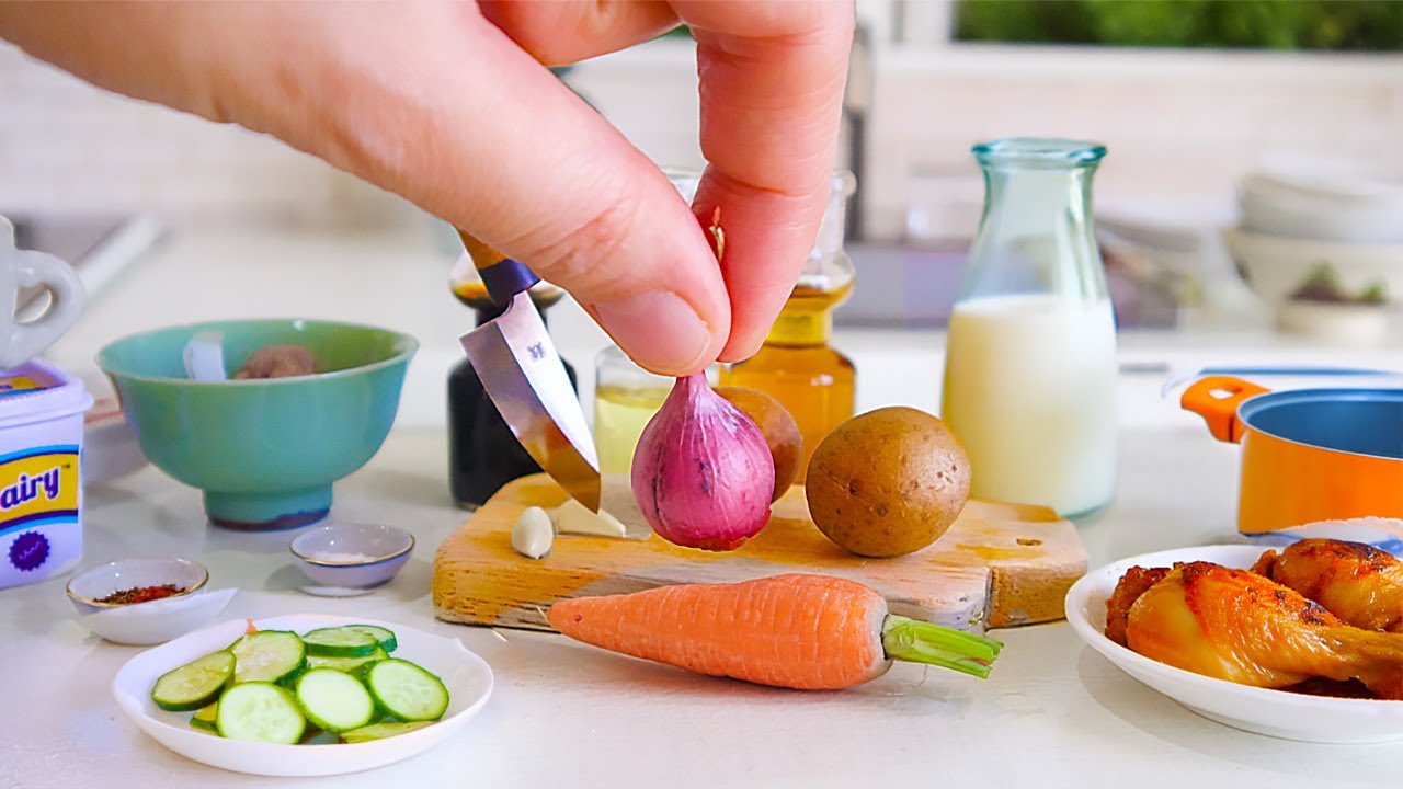 COOKING Chicken Curry Real Food MINIATURE COOKING Kitchen Toy Set ASMR.