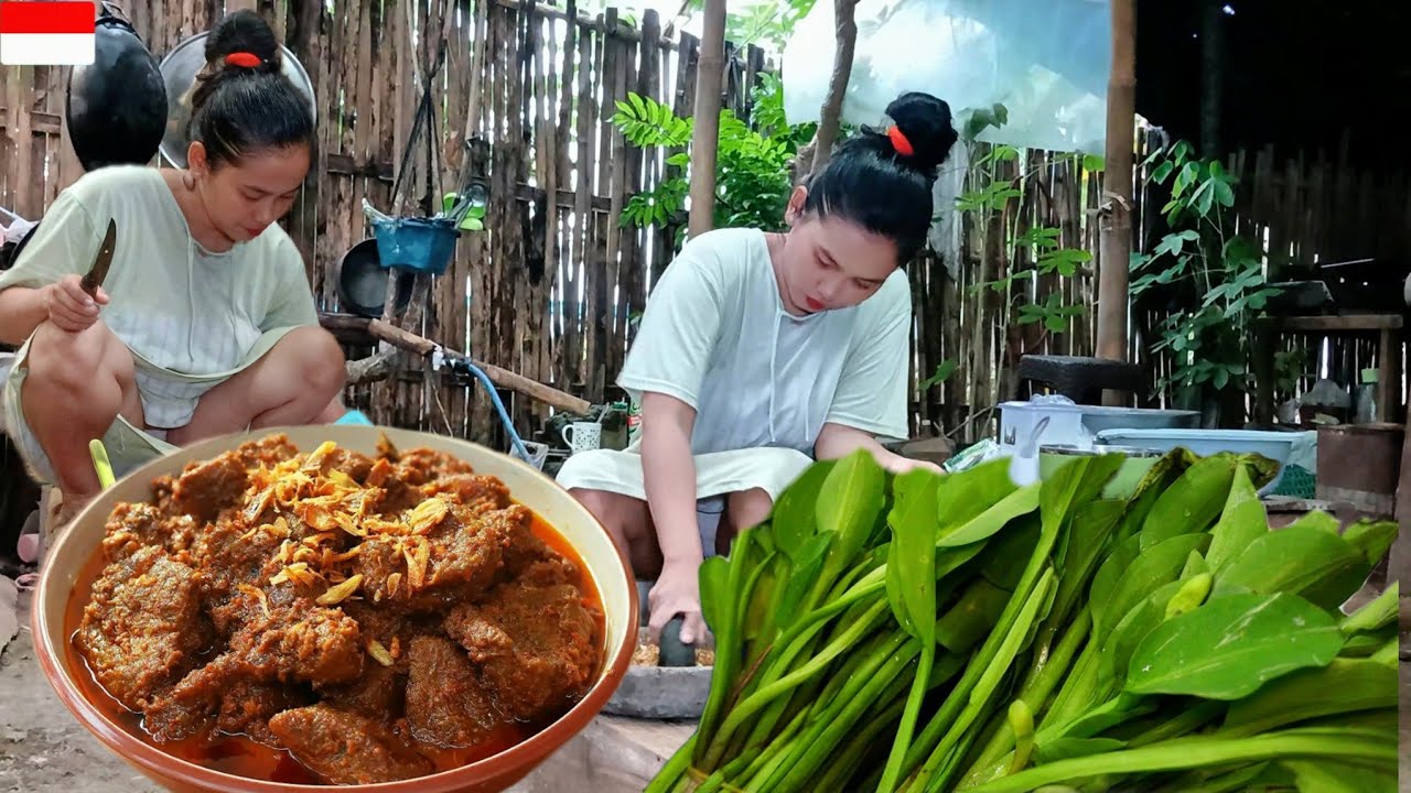 COOKING SPECIAL EID BEEF RENDANG AND GENJER LEAF VEGETABLE LALAB