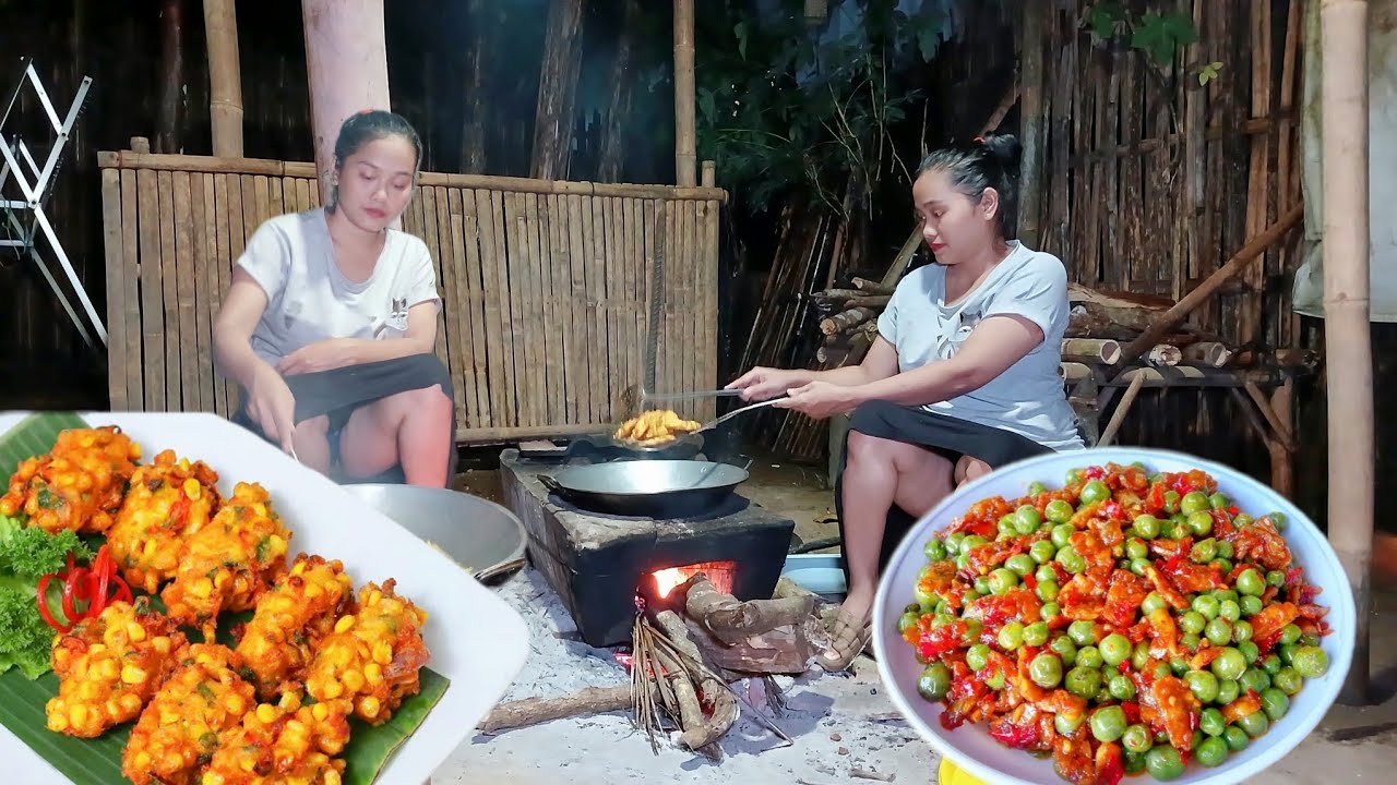 COOKING STEWED VEGETABLES WITH MIXED TEMPE AND FRIED CORN BAKWAN