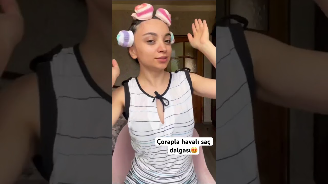 Corabla saç burmaq, ısı kullanmadan çorapla dalgalı saçlar @efem_zade