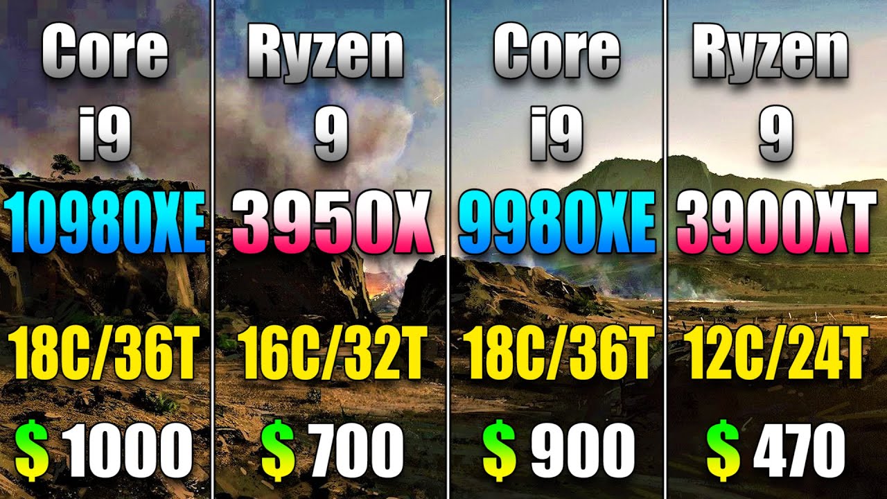 Core i9 10980XE vs Ryzen 9 3950X vs Core i9 9980XE vs Ryzen 9 3900XT | PC Gameplay Tested