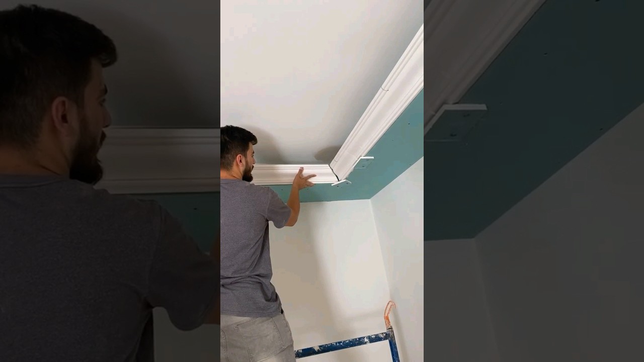 Cornish Cornar Installed Best ideas👌 #ceiling #interior #cornish #moldings #home #shortsvideo #sorts