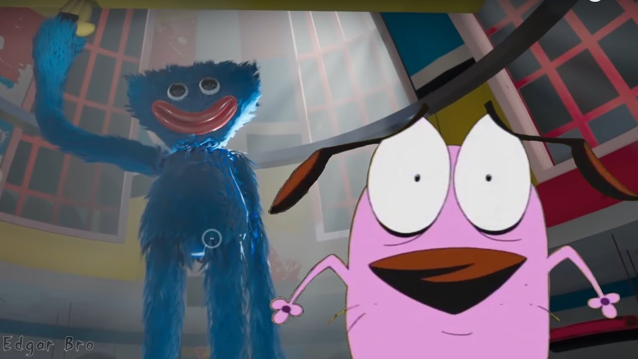 Courage the Cowardly Dog meets Huggy Wuggy in Poppy Playtime