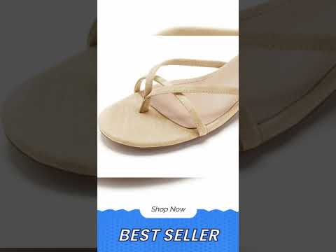 Coutgo Women Strappy Lace Up Heeled Sandal Chunky Block Flip Flop Thong Flat