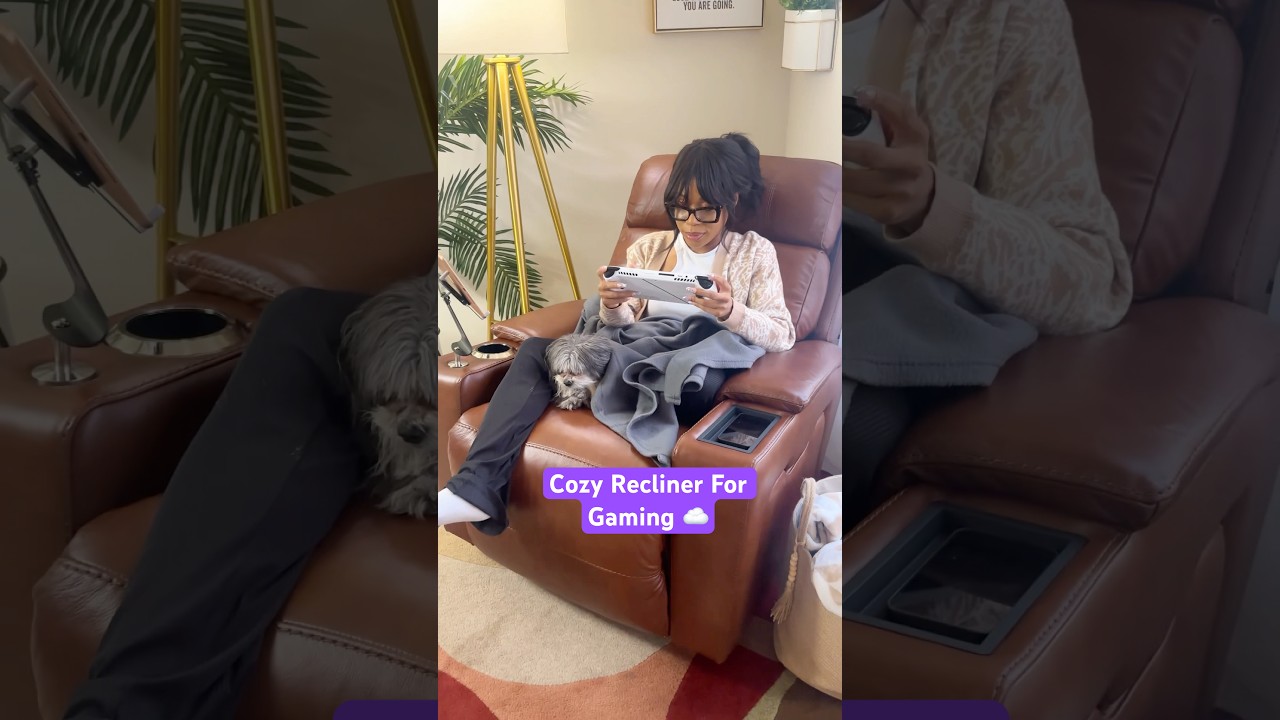 Cozy corner 𝙐𝙉𝙇𝙊𝘾𝙆𝙀𝘿 with this @la-z-boy recliner chair 😍☁️🎮  #cozygaming #gamergirl #lazboypartner