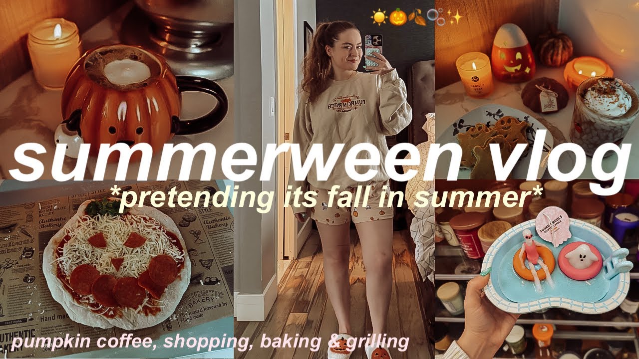 COZY SUMMERWEEN DAY IN MY LIFE 2025 🎃 *pretending its fall in summer* baking, spooky pizza & BBQ