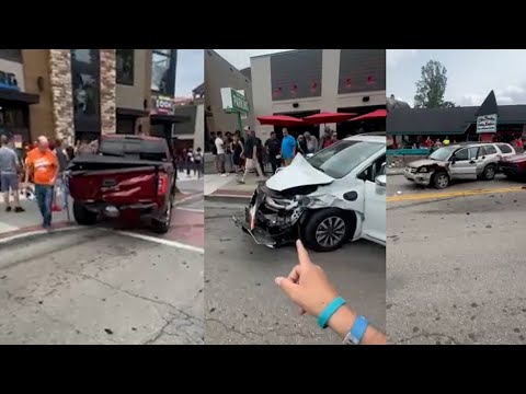 Crash in Gatlinburg results in injures; see aftermath of accident in East Tennessee