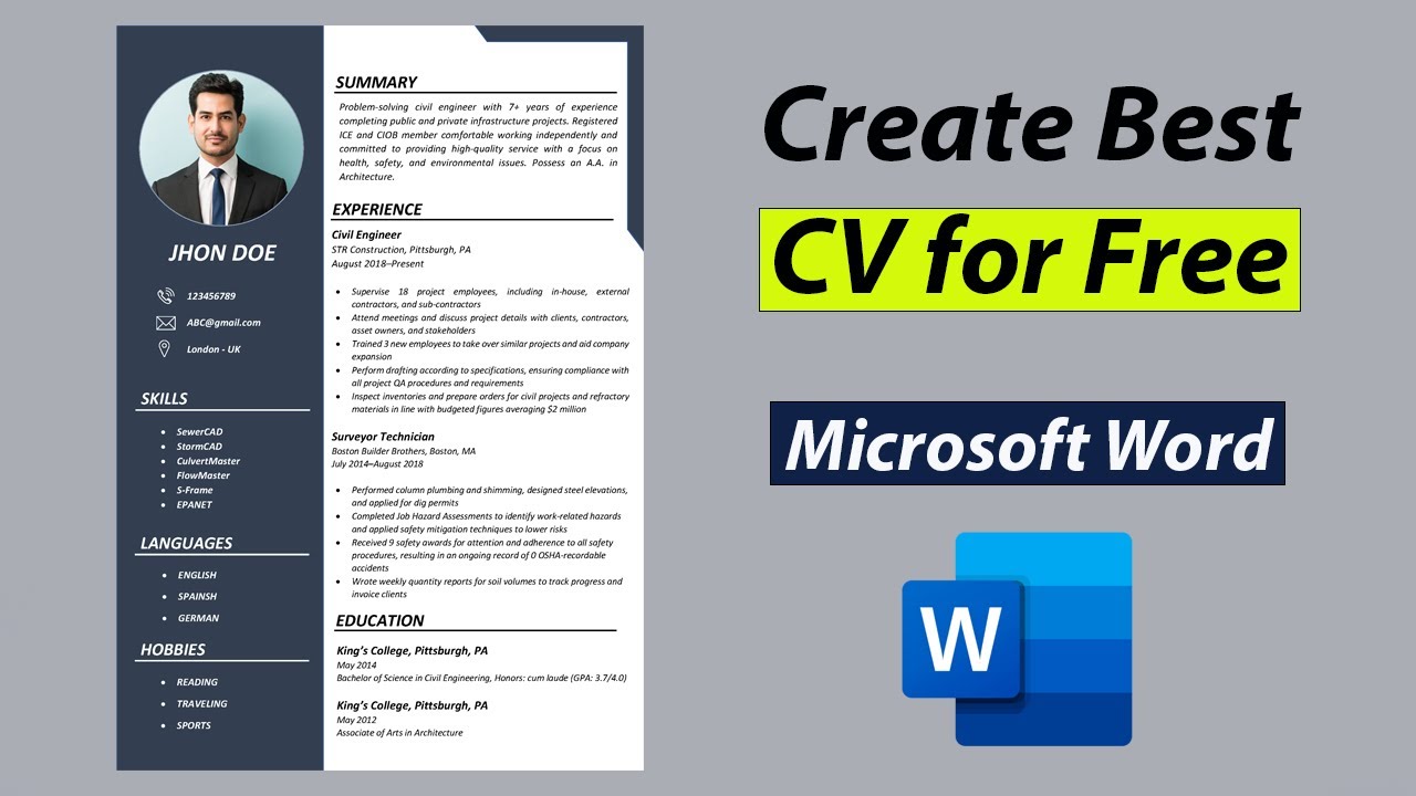 Create Best CV for Free in MS Word | Best CV Format 2025