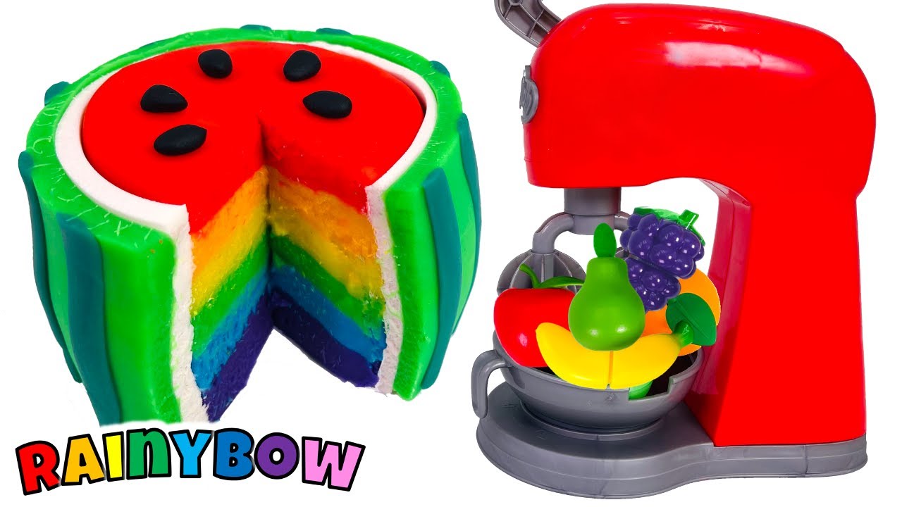 Creating a Watermelon Rainbow Cake with Dough