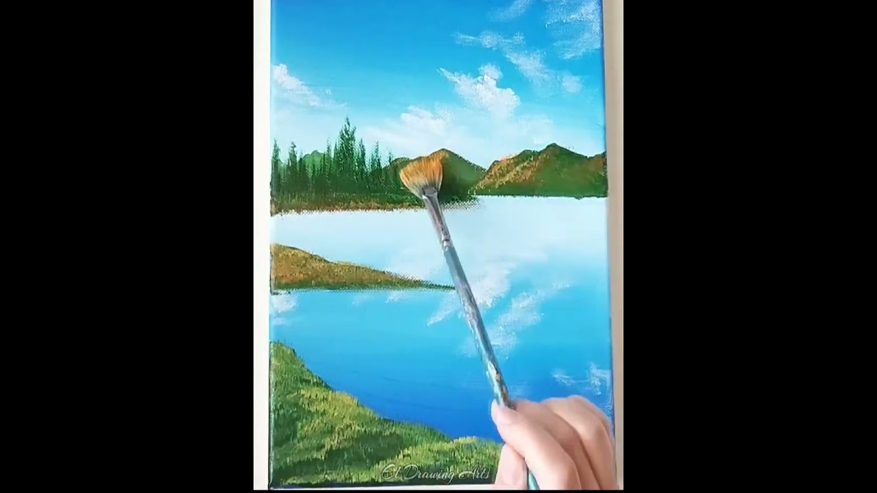 Creating Stunning Lake Scenery Acrylic Painting | Step-by-Step Tutorial