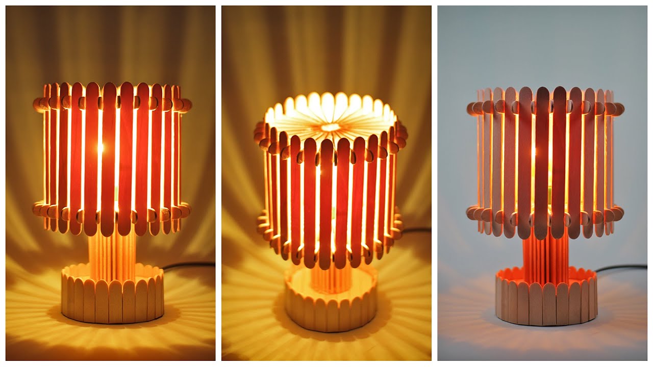 Creative idea, How to make a lantern with ice cream stick, Night lamp