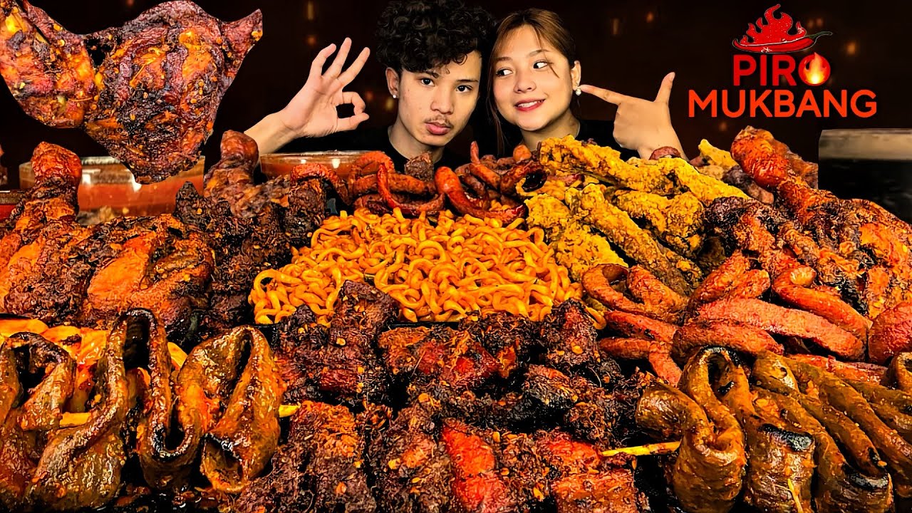 CRISPY PORK RIBS🔥BUFFALO INTESTINE WITH  MY BABY❤️PIRO PORK & BUFF SEKUWA & SPICY BULDAK LIME NOODLE
