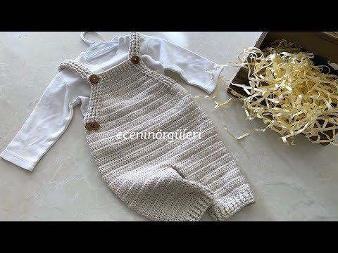 Crochet Baby Romper Pattern /Tığ işi Bebek Tulumu / Unisex Model Tulum / 3-6 ay için