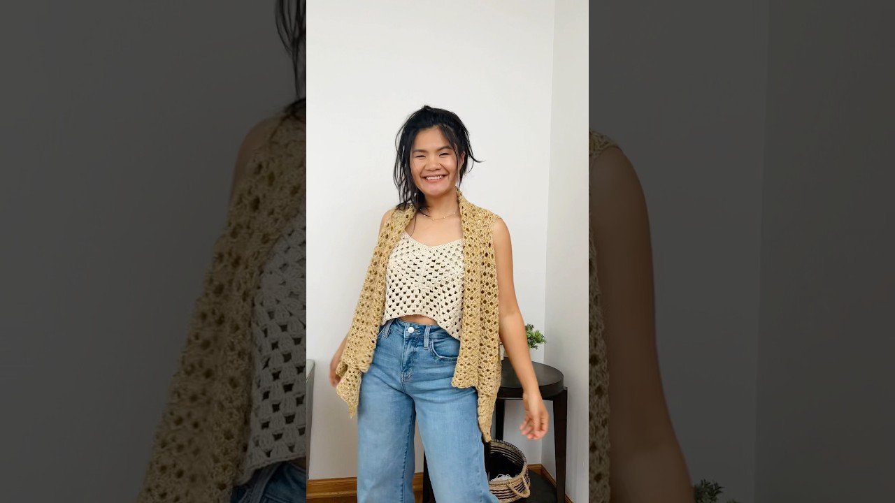 Crochet out fit ideas- yay or nay? Crochet flowy pentagon top tutorial is on the channel #crochettop