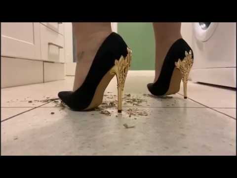 Crushing empty snail shells in stilettos
