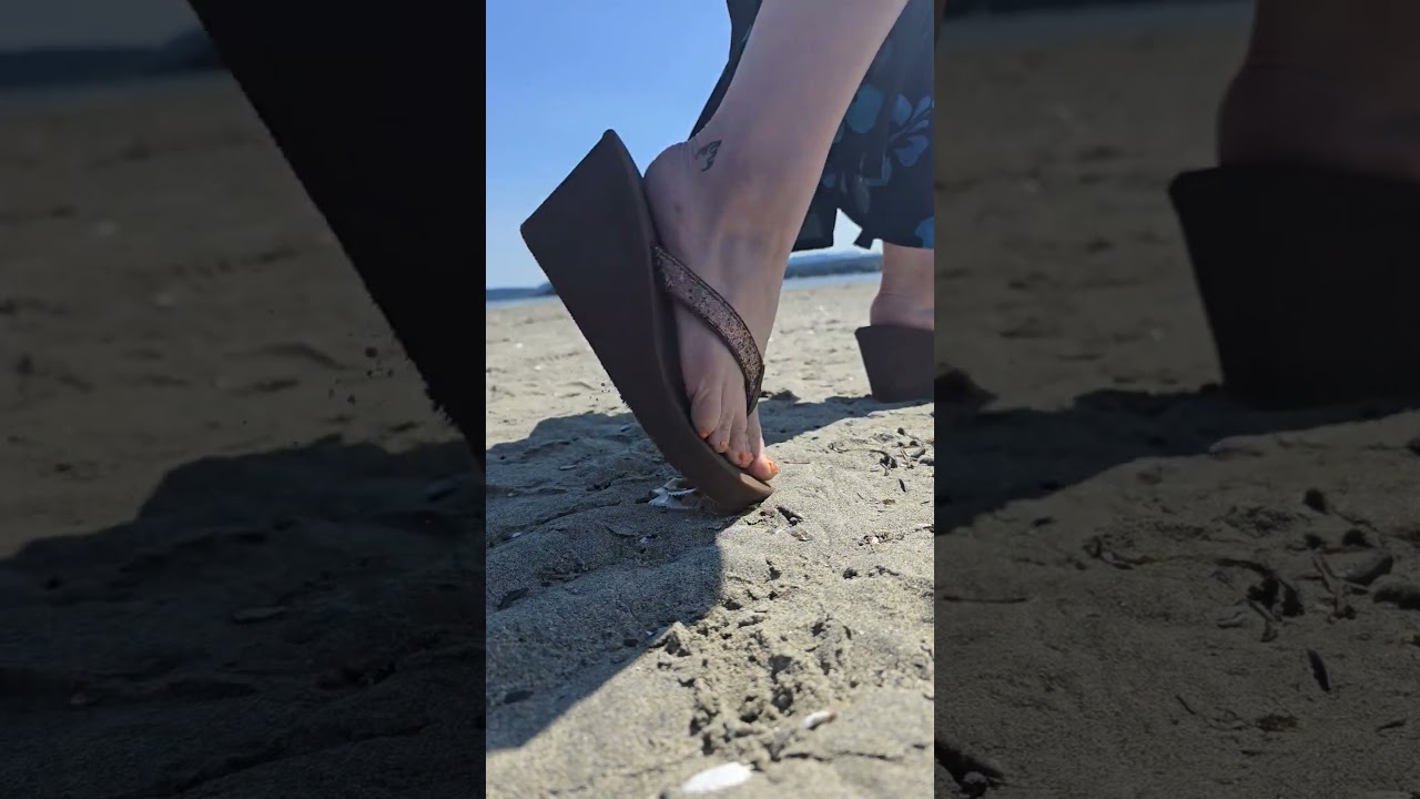Crushing sea shell with Wedged sandals #crushexperiment #asmrcrush #asmrcrunch #crushtest ##Pebbles