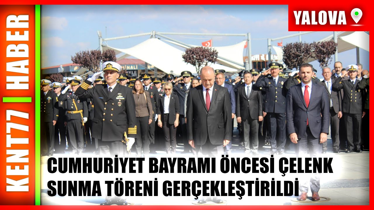 CUMHURİYET BAYRAMI ÖNCESİ ÇELENK SUNMA TÖRENİ GERÇEKLEŞTİRİLDİ