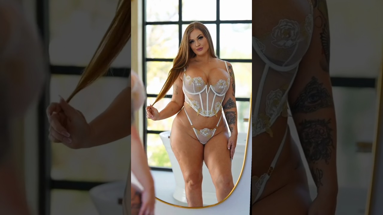 Curvy Lana Irvin in White and Gold lingerie || Stunning Models Showcase || #shorts  #curvy #trend