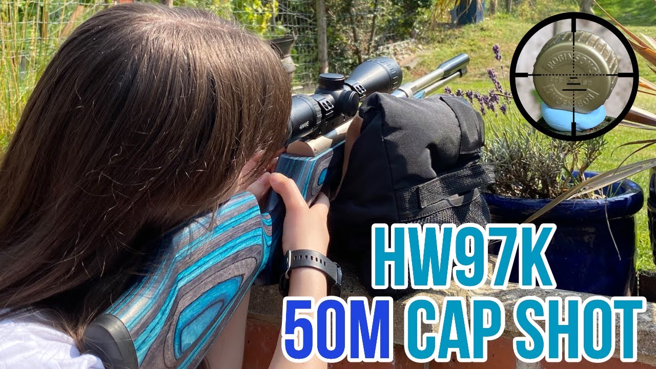 Custom Weihrauch HW97k airgun outdoor 50m cap shot.