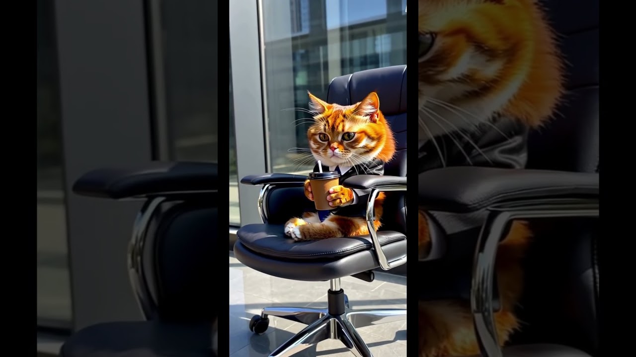 Cute cat sitting on chair  #music #cat