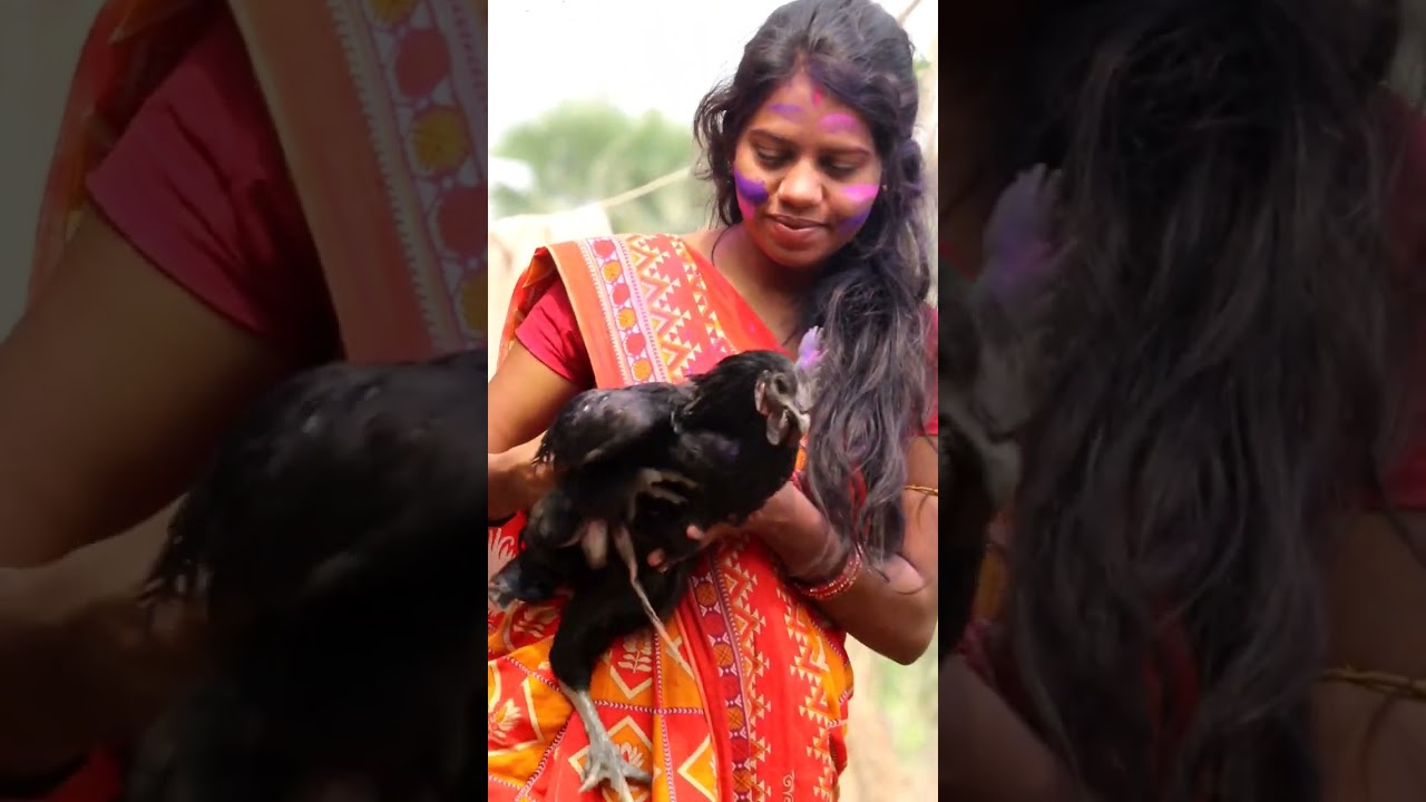 cute girl holi special #kadaknatha chicken, Holi Happy Holi wish #short2023