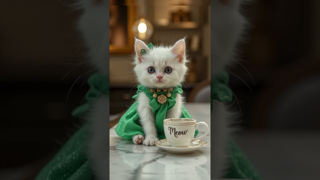 Cute Kitten Begs for Coffee 🐱 Coffee First, Meow Later! ☕ #cute #cats #meow #trending #shorts