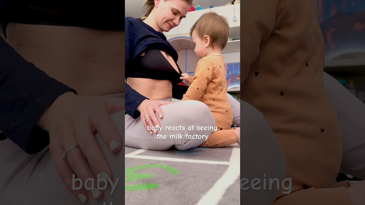 Cutest baby reaction at seeing milk source #baby #reaction #reactionvideo  #cute #breastfeeding