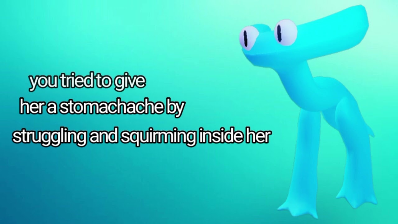 cyan female armless creature food (Rainbow friends cyan vore) re-uploaded