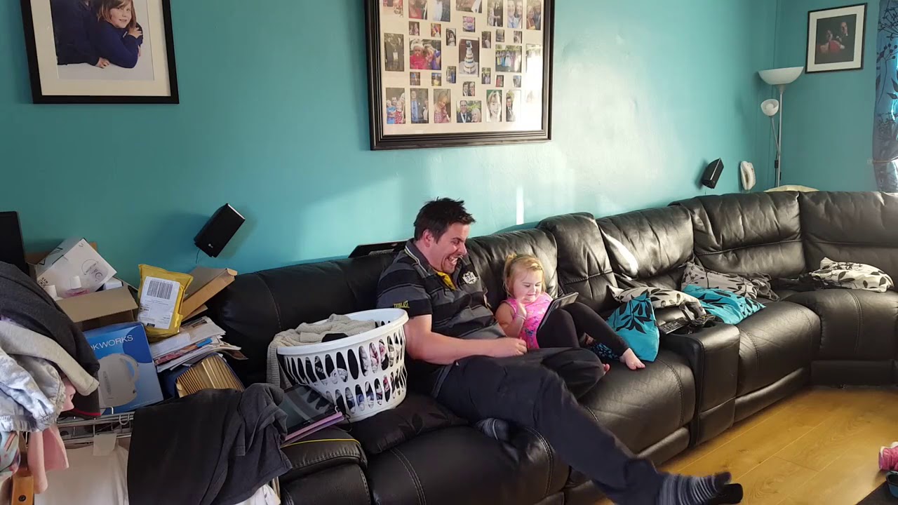 Dad farts into hand and puts in daughter's face