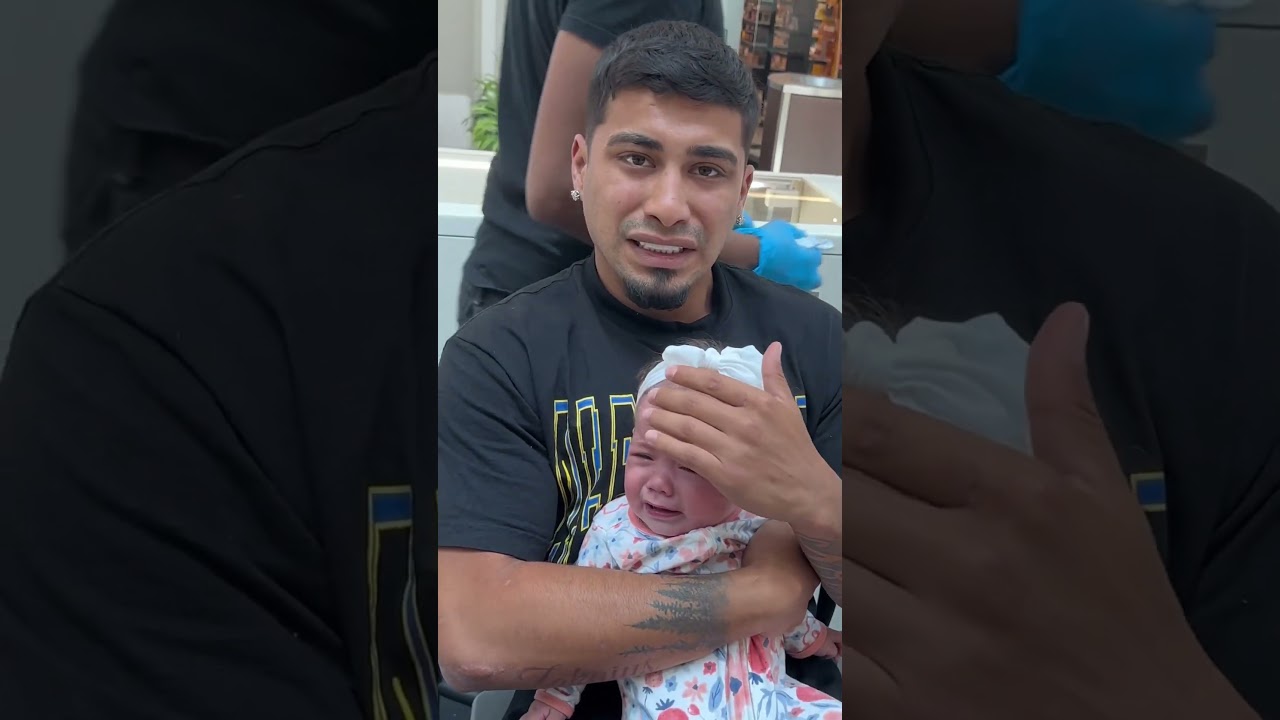 Dad gets emotional while daughter gets her ears pierced #shorts