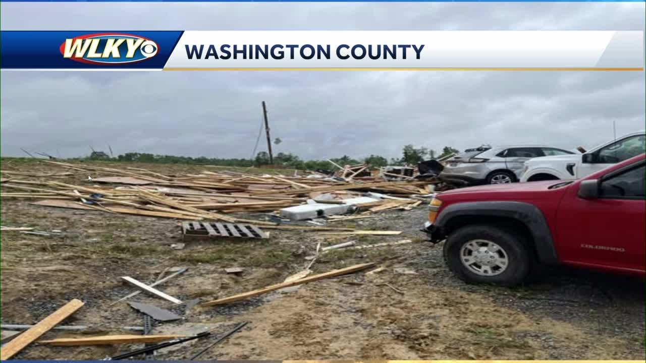 Damage in Washington County, KY from likely tornado