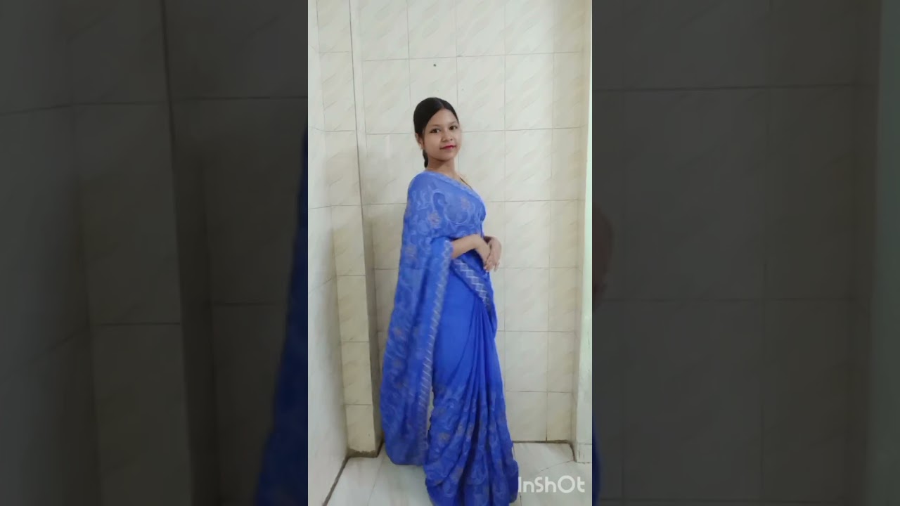 Dark blue colour saree look #reels #meghadutta #ytshorts