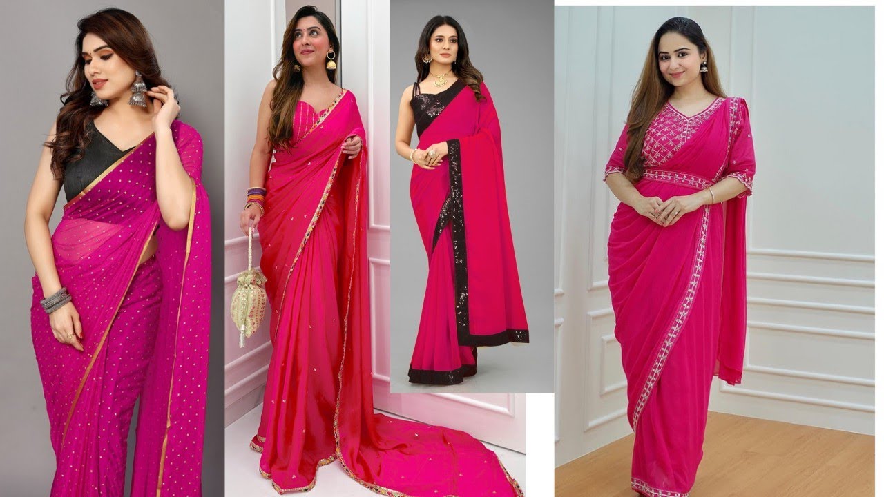 Dark Pink Saree Party Wear /Hot Pink Saree Designer/ #designersaree #saree #pinksaree