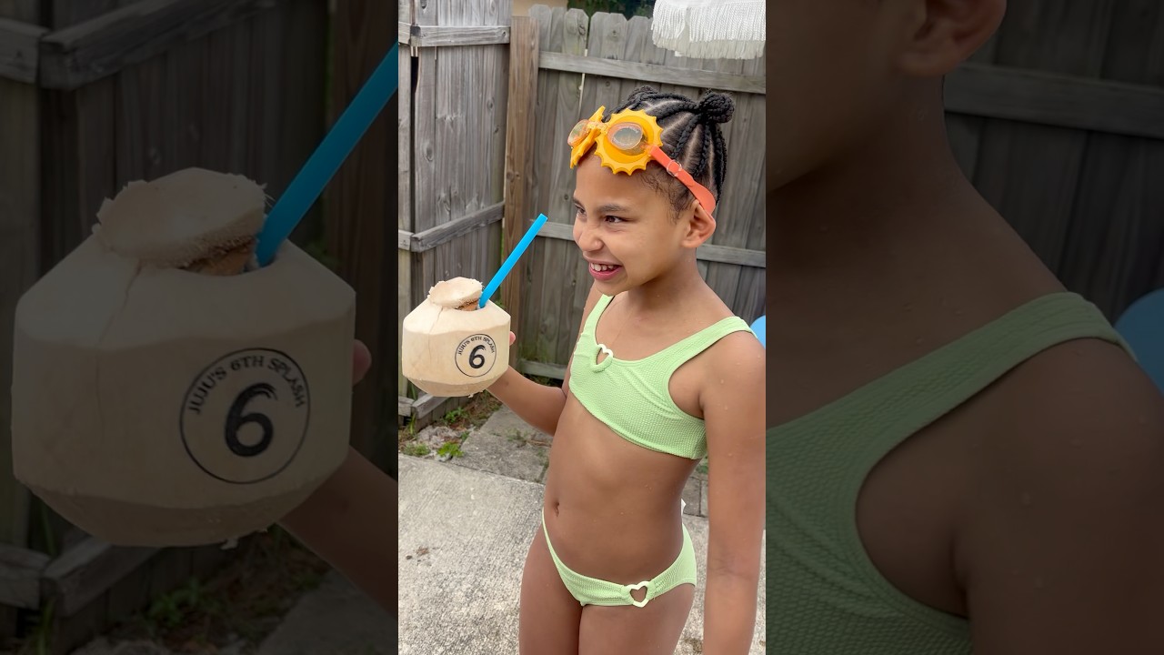 Daughter tries coconut for the first time and this happens #shorts