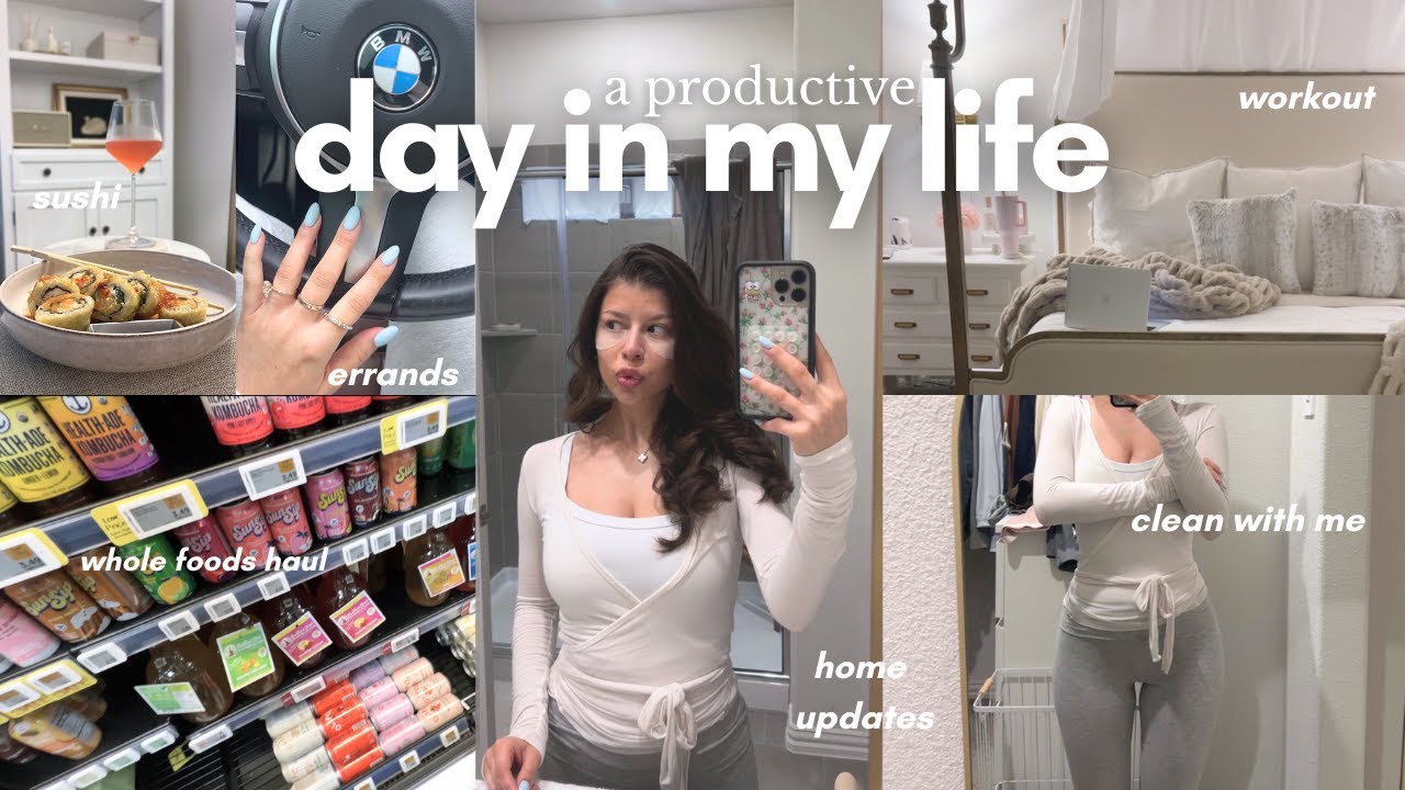 Day in my life 🤍 clean with me, whole foods run, meetings, home updates + skincare routine