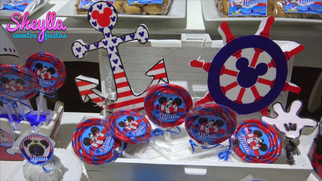 Decoración temática de Mickey marinero, fiesta de niños