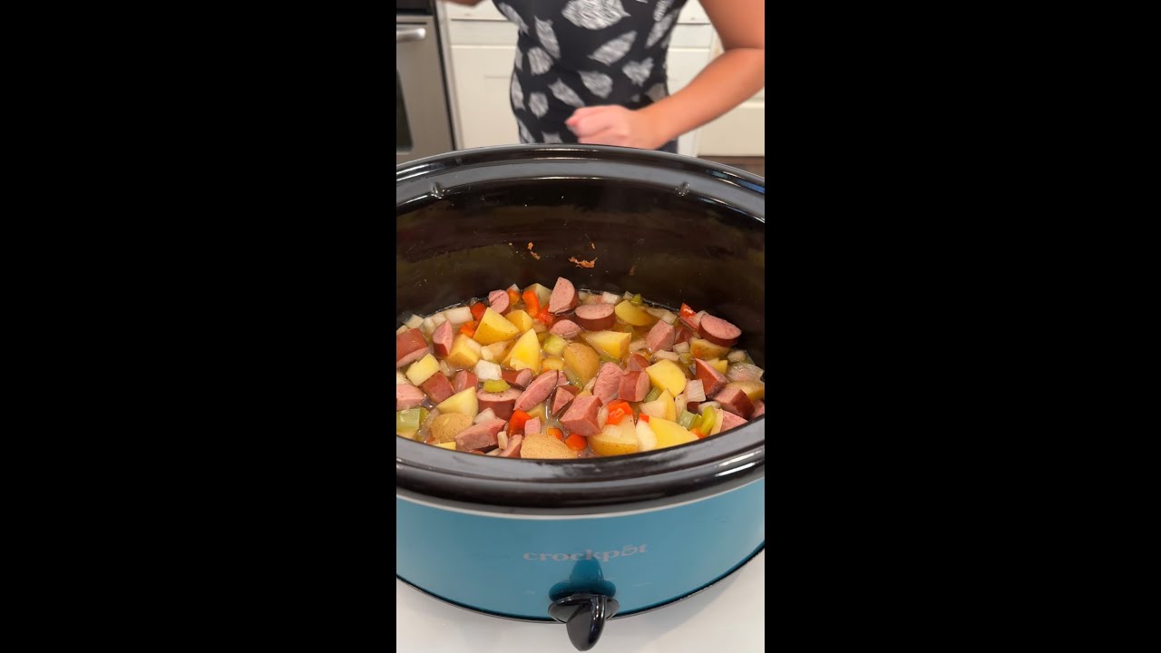Delicious kielbasa dinner in the crockpot