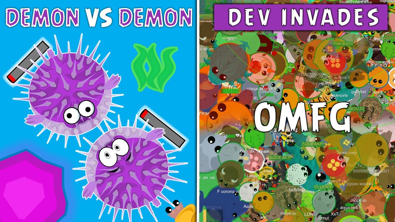 DEMON FISH vs DEMON FISH // DEV INVADES MOPE.IO // FUNNY MOMENTS COMPILATIONS OF MOPE.IO