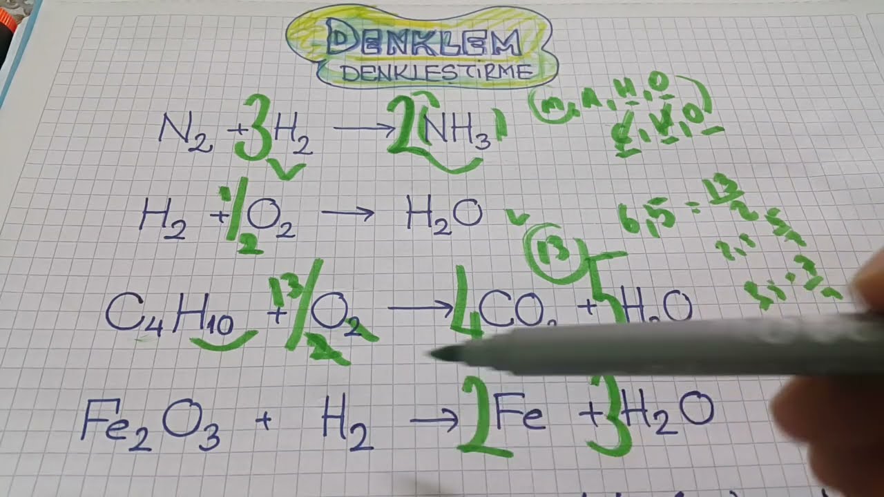 Denklem  denkleştirme 10.sınıf kimya / Kimyasal tepkimelerin denkleştirmesi
