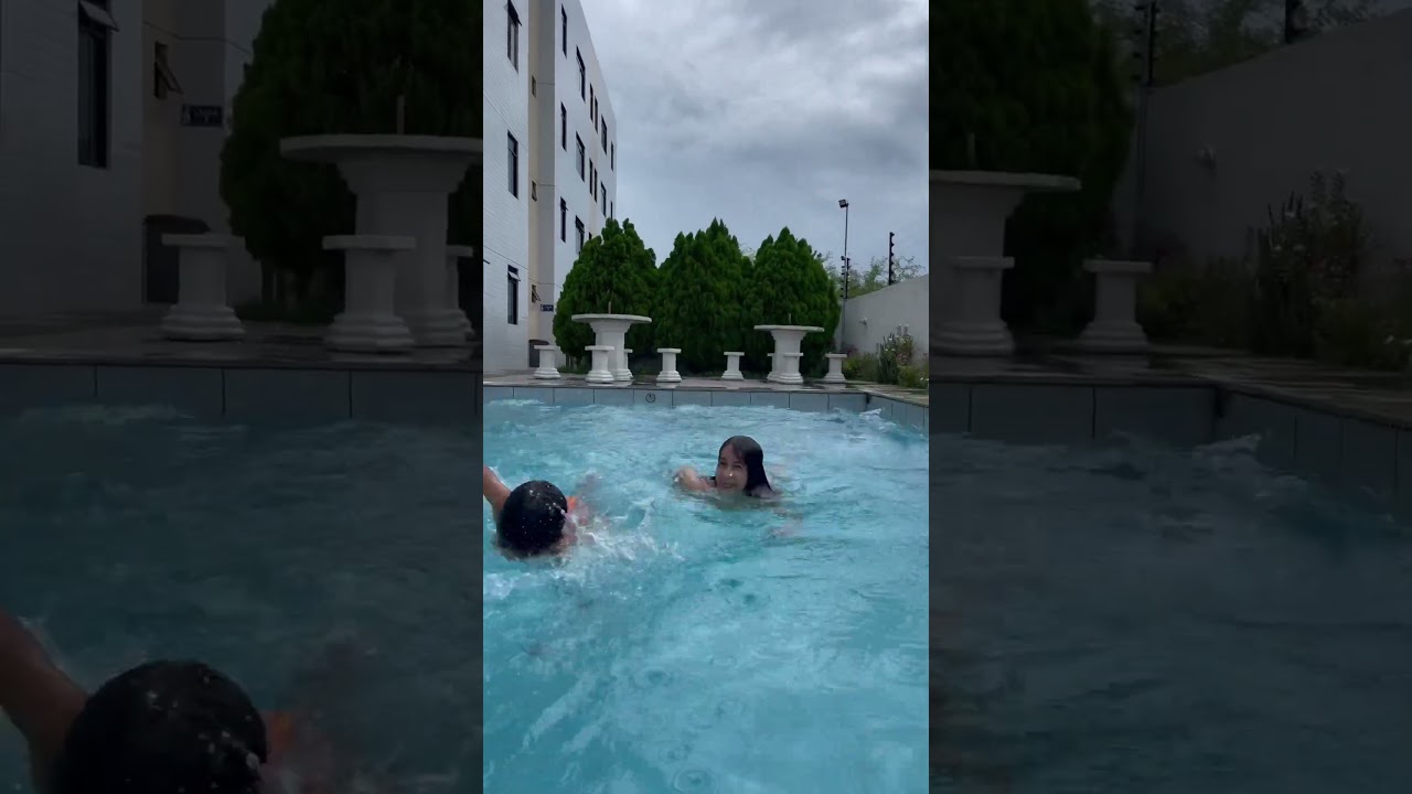 Desafio na piscina 🏊🏻‍♀️ quem será que ganhou ?