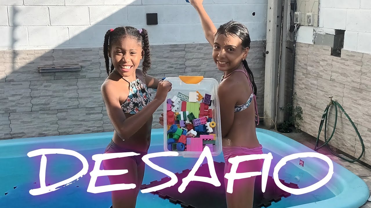 desafio piscina ,quem montar a torre mais alta de lego vence ,challenge,summer.