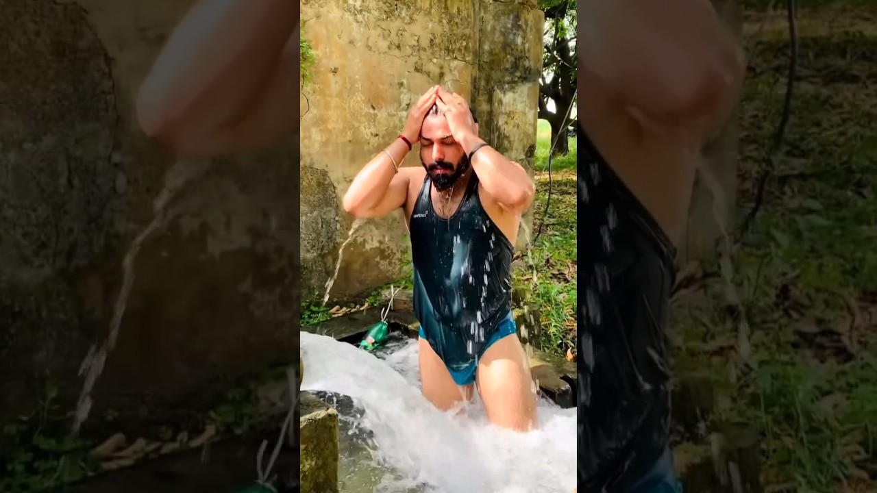 desi mard tubewell bath