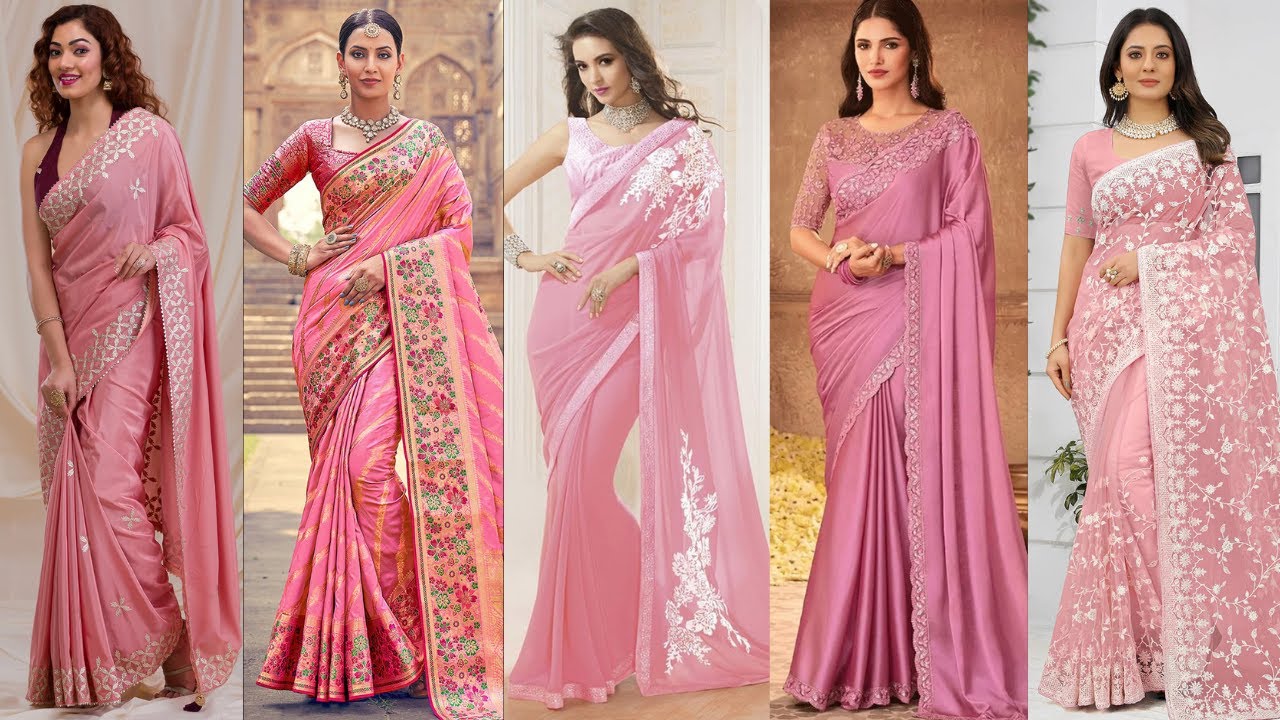 Designer Pink Saree Idea/Trendy Pink Saree Styles 2024/Stylish Pink Saree Lookbook/Pink Saree Trends