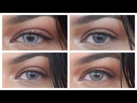 Desio Contact Lens Review & Demo | Four colors on dark brown eyes